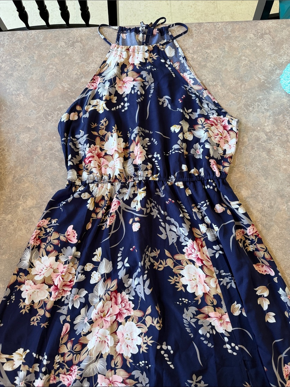 Cupshe Blue Floral Halter Maxi Dress